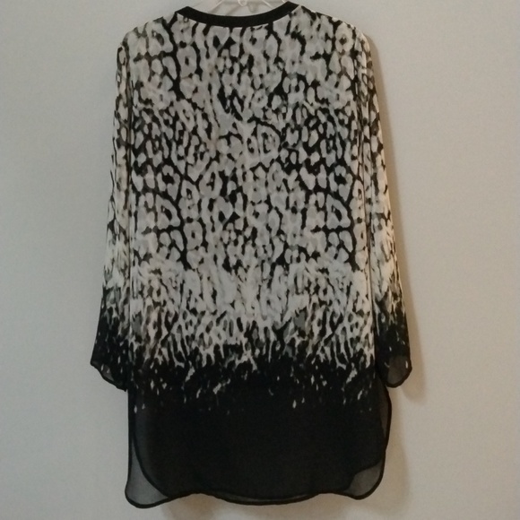Calvin Klein Long Sleeve Round Neck Ombré Leopard Print Chiffon Tunic Size Med - Picture 8 of 12